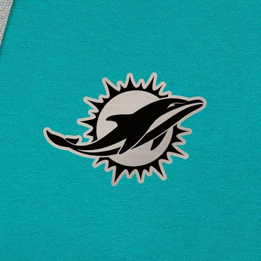 Miami Dolphins Antigua Brushed Carbon Victory Pullover Hoodie Aqua - NFL
