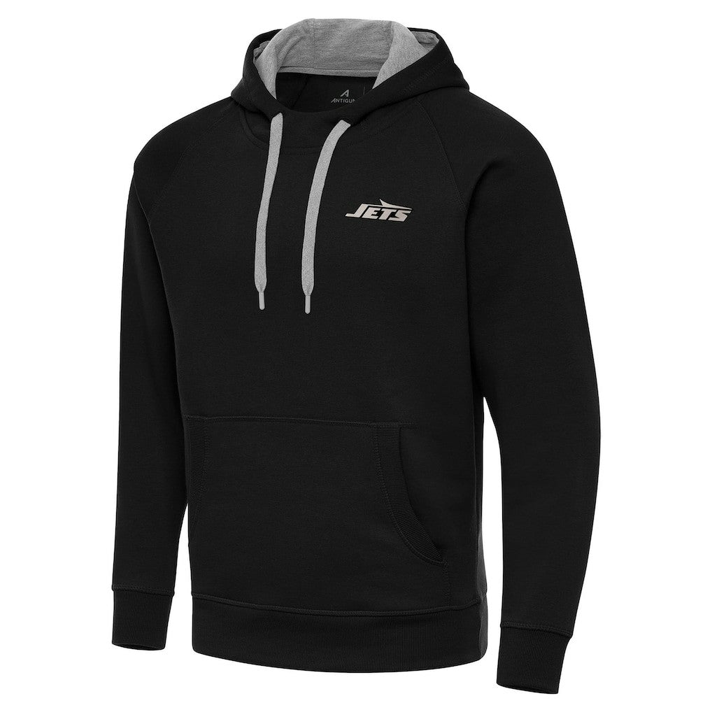 New York Jets Antigua Brushed Carbon Victory Pullover Hoodie Black - NFL