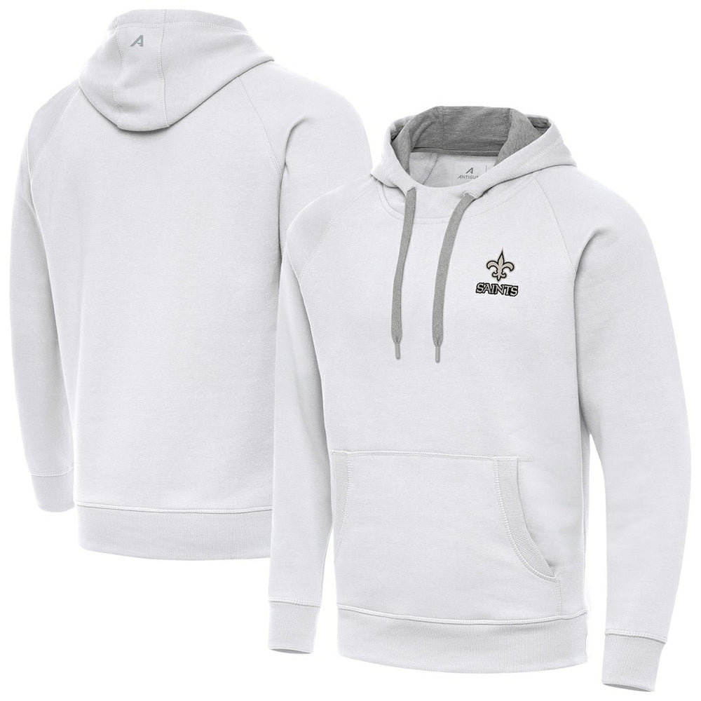 New Orleans Saints Antigua Brushed Carbon Victory Pullover Hoodie White - NFL