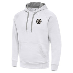 Pittsburgh Steelers Antigua Brushed Carbon Victory Pullover Hoodie White - NFL