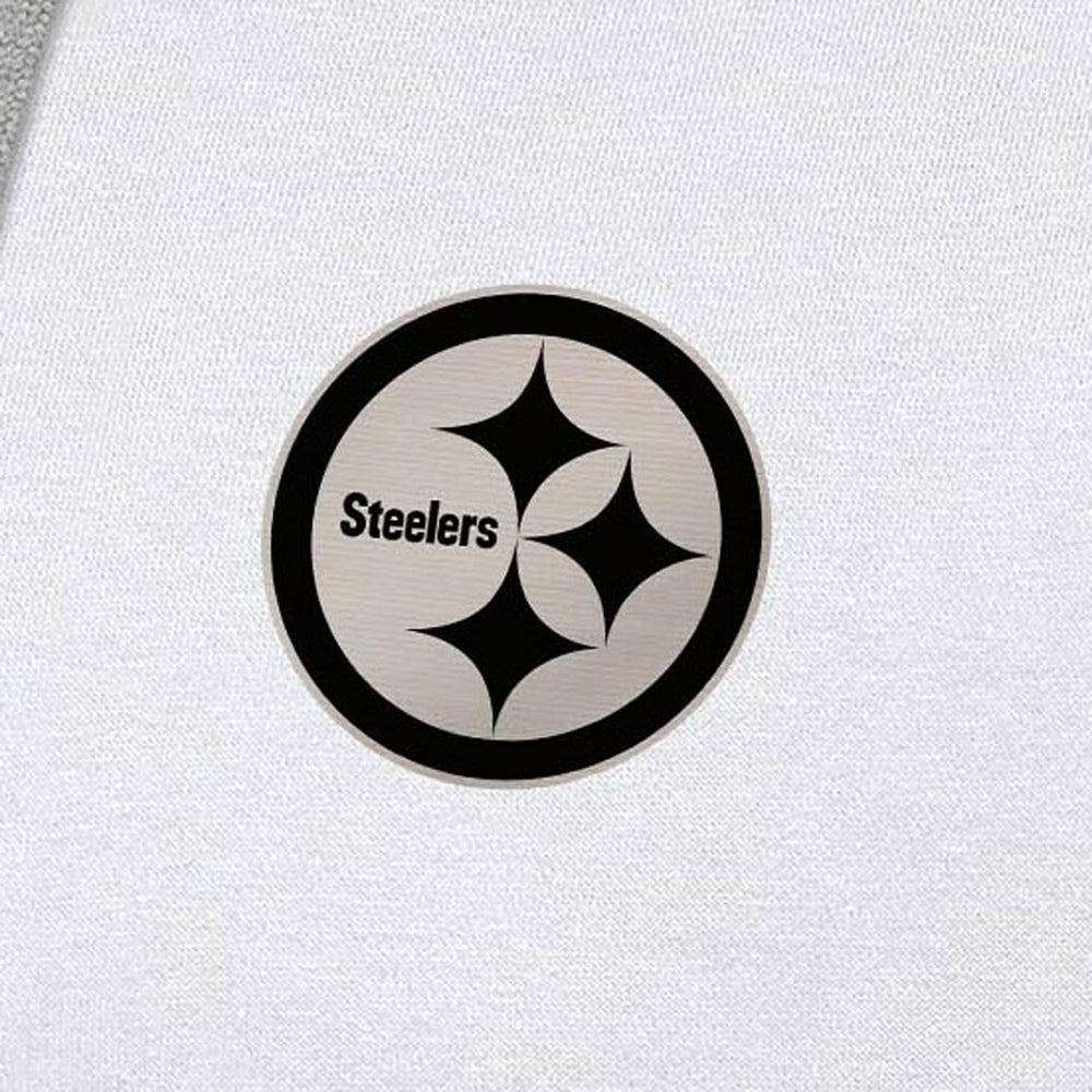Pittsburgh Steelers Antigua Brushed Carbon Victory Pullover Hoodie White - NFL