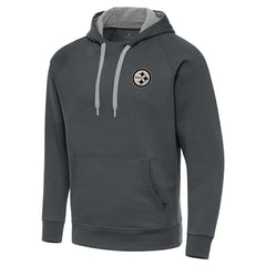 Pittsburgh Steelers Antigua Brushed Carbon Victory Pullover Hoodie Charcoal - NFL
