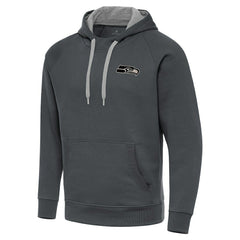 Seattle Seahawks Antigua Brushed Carbon Victory Pullover Hoodie Charcoal - NFL
