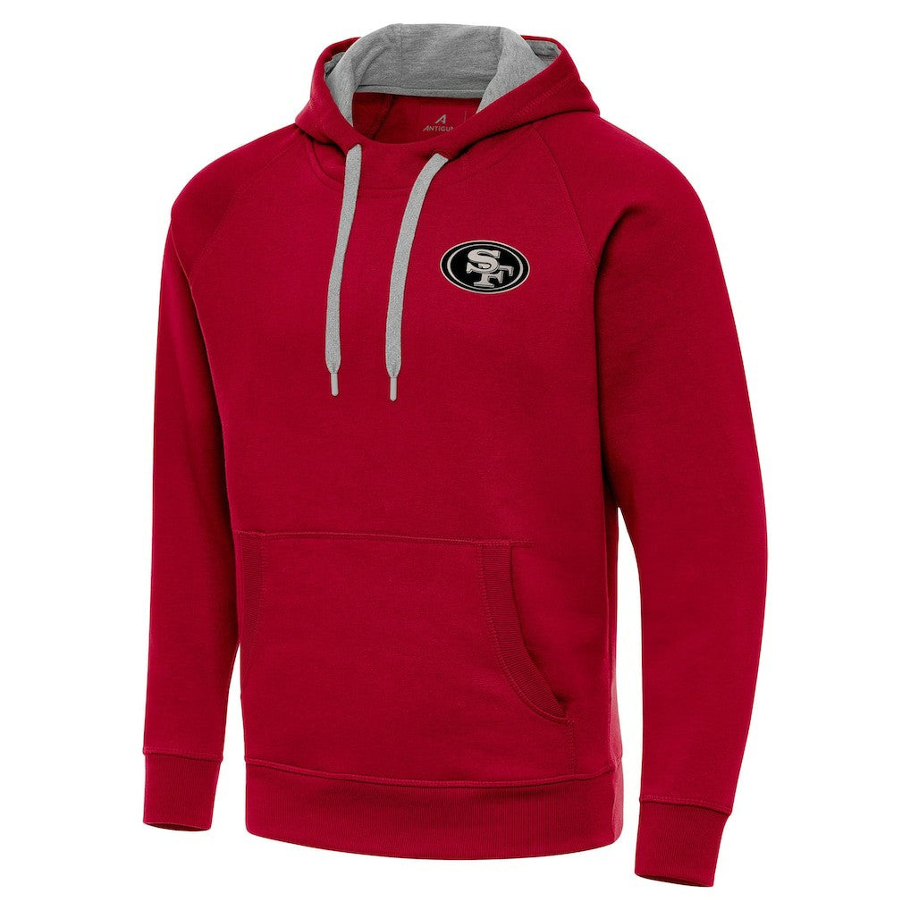 San Francisco 49ers Antigua Brushed Carbon Victory Pullover Hoodie Scarlet - NFL