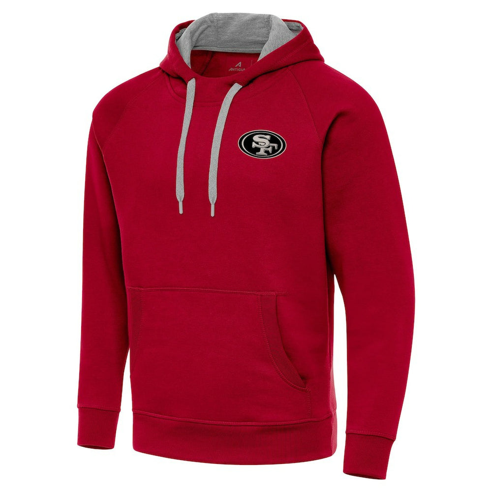 San Francisco 49ers Antigua Brushed Carbon Victory Pullover Hoodie Scarlet - NFL