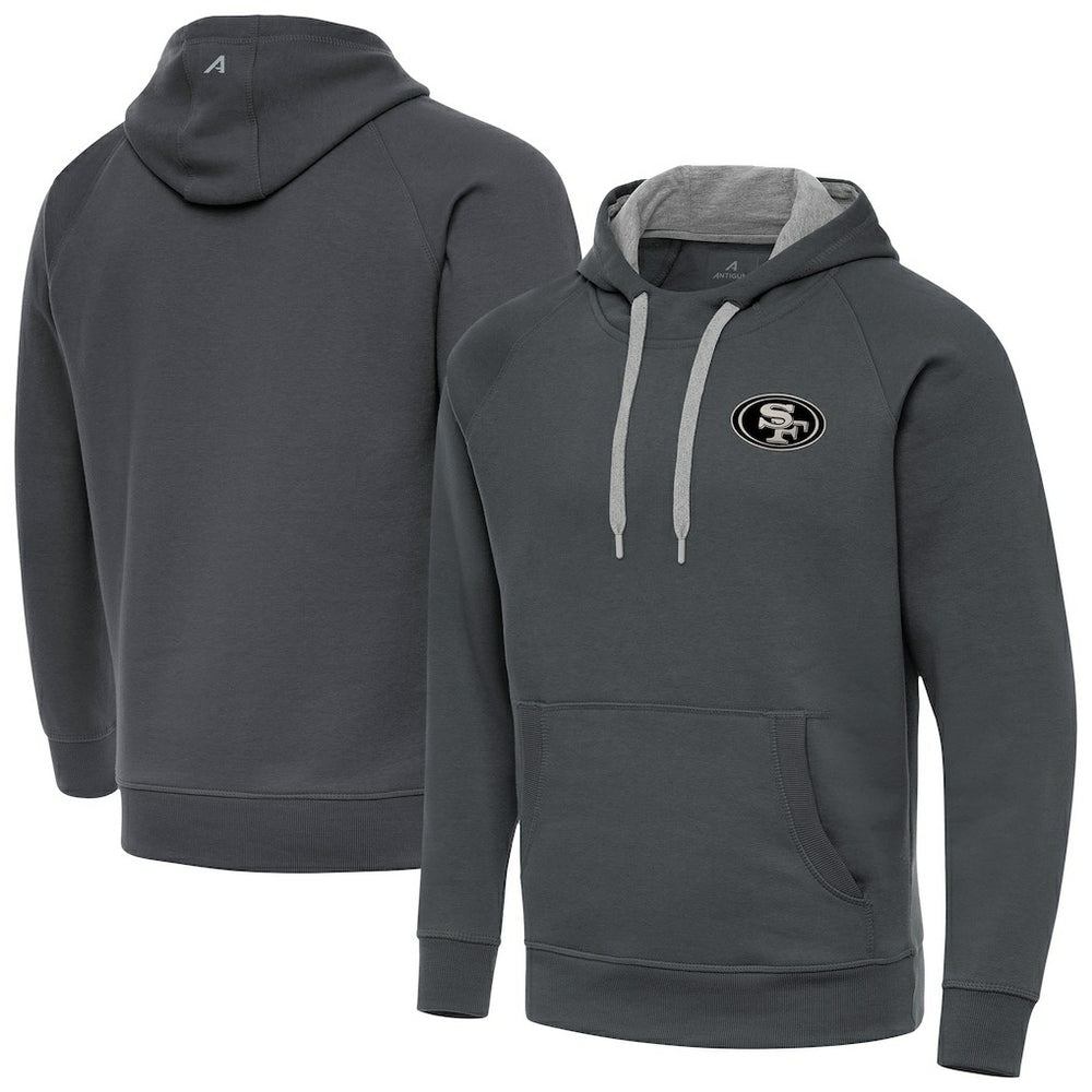 San Francisco 49ers Antigua Brushed Carbon Victory Pullover Hoodie Charcoal - NFL