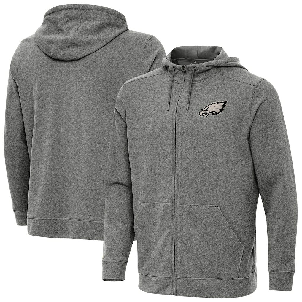 Philadelphia Eagles Antigua Effortless Full-Zip Hoodie Jacket Heather Black - NFL