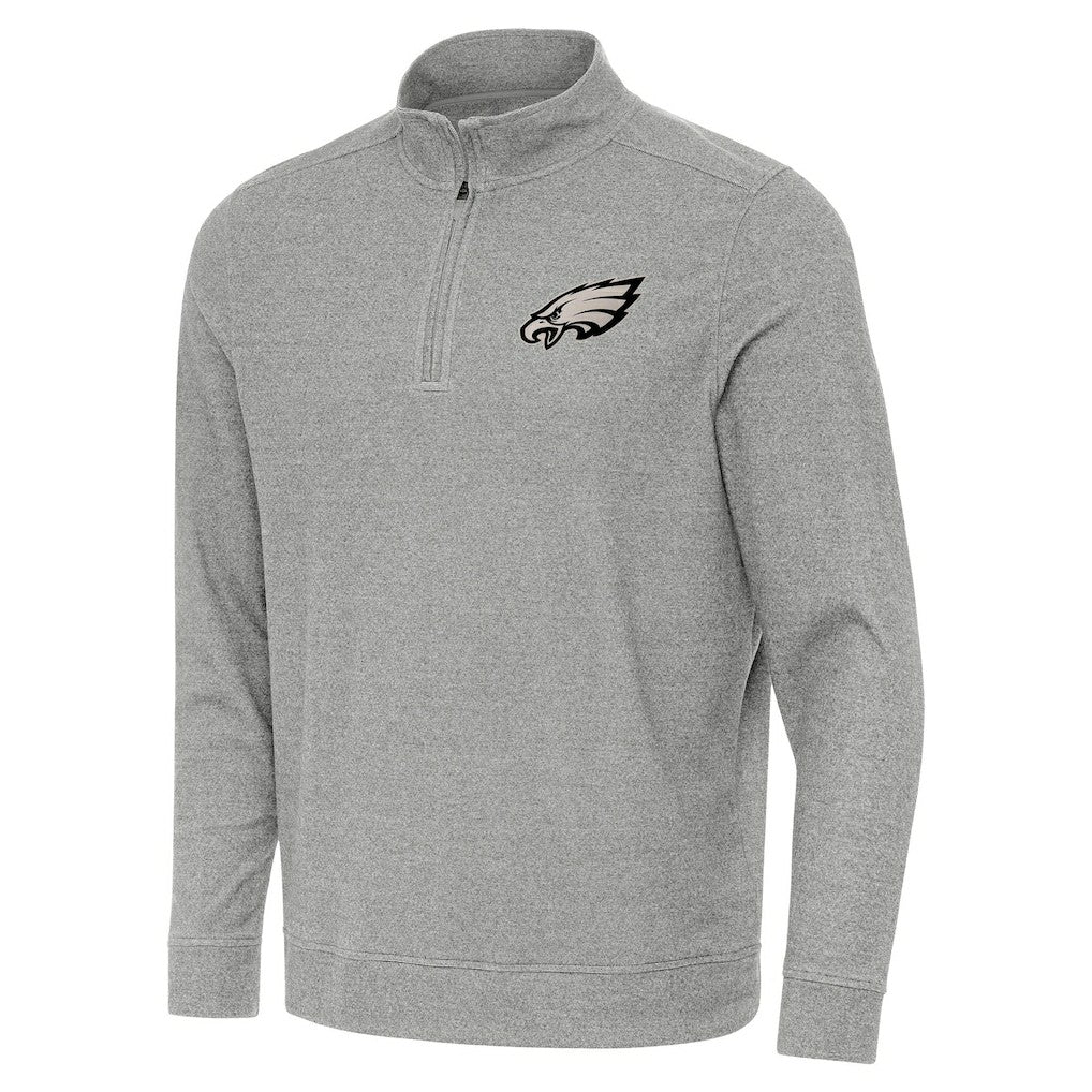 Philadelphia Eagles Antigua Subtle Quarter-Zip Sweatshirt Heather Gray - NFL