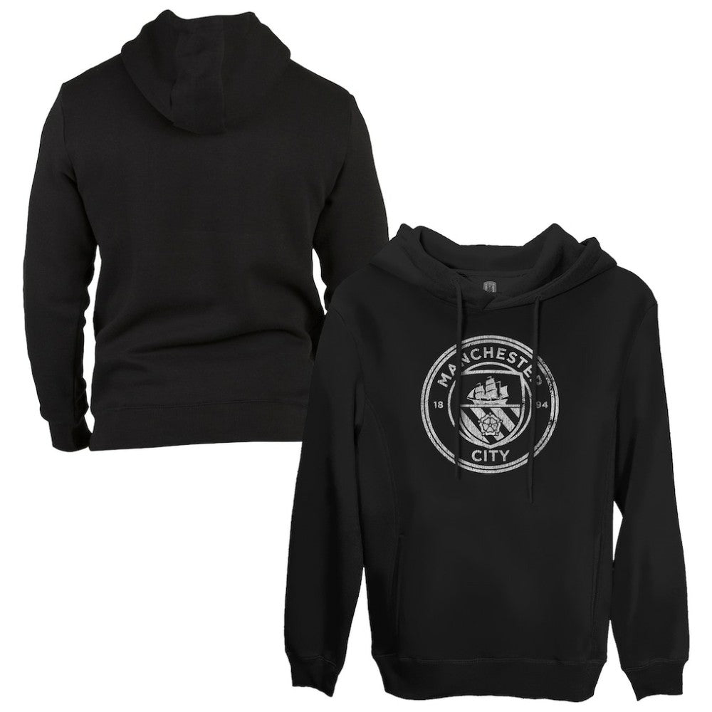 Manchester City 1863FC Monochrome Badge Fleece Pullover Hoodie - Black
