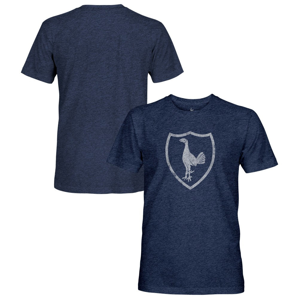 Tottenham Hotspur 1863FC Retro Monochrome Badge Vintage Tri-Blend T-Shirts - Navy