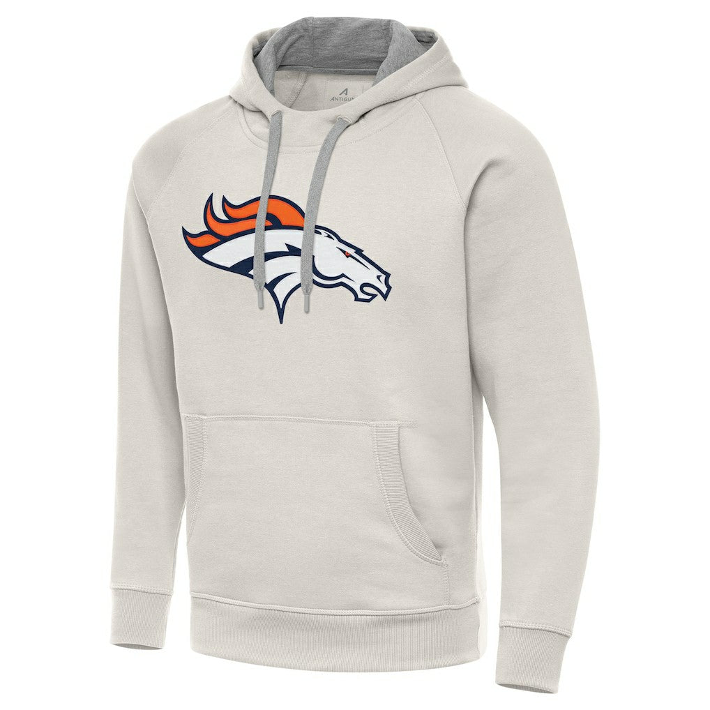 Denver Broncos Antigua Victory Raglan Pullover Hoodie Cream - NFL