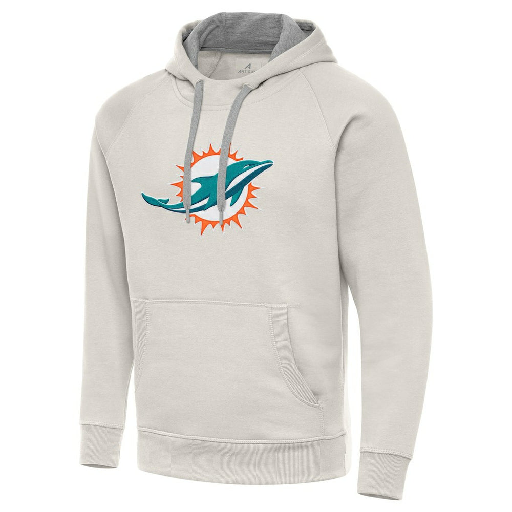 Miami Dolphins Antigua Victory Raglan Pullover Hoodie Cream - NFL