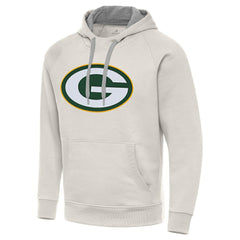 Green Bay Packers Antigua Victory Raglan Pullover Hoodie Cream - NFL