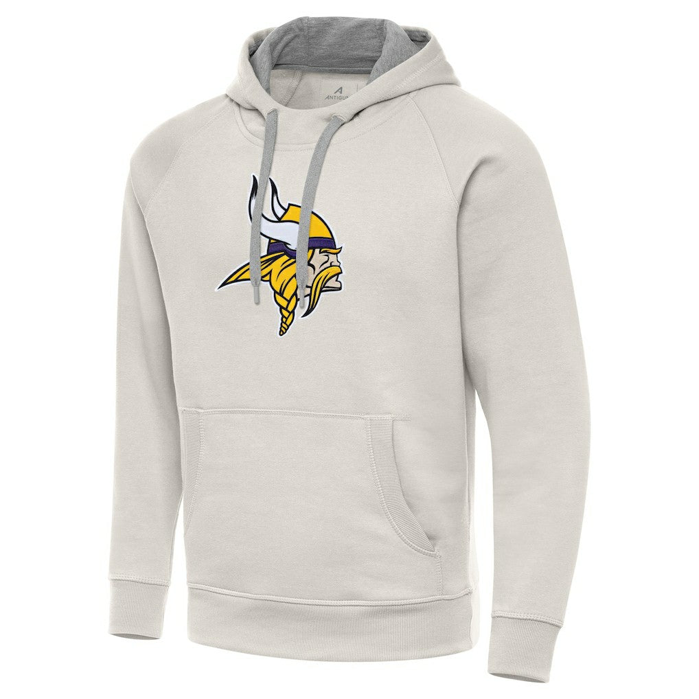 Minnesota Vikings Antigua Victory Raglan Pullover Hoodie Cream - NFL