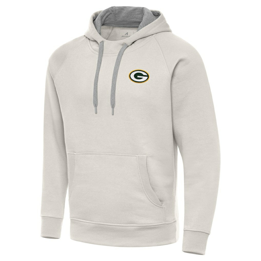 Green Bay Packers Antigua Victory Raglan Pullover Hoodie Cream - NFL