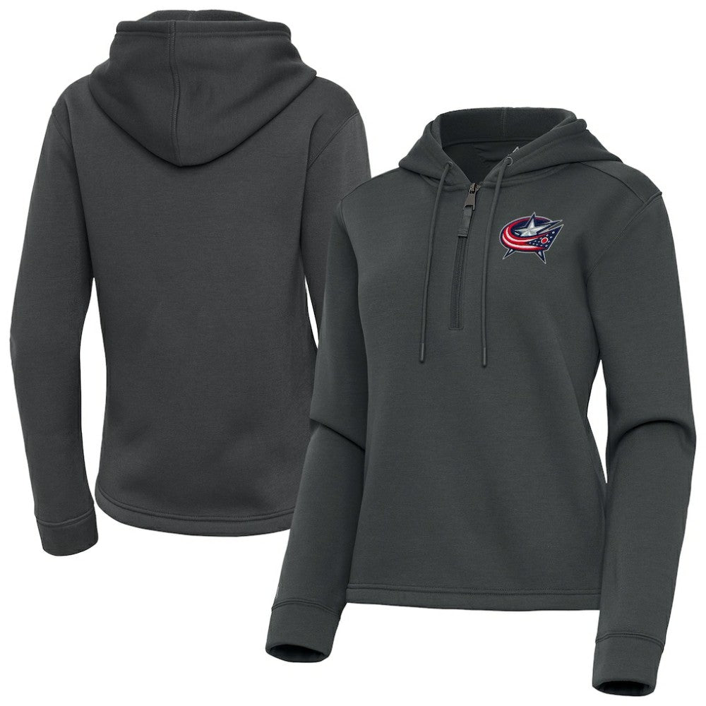 Columbus Blue Jackets - Antigua Women's Contemporary Quarter-Zip Hoodie Pewter