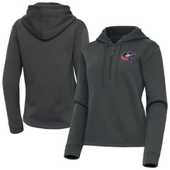 Columbus Blue Jackets - Antigua Women's Contemporary Quarter-Zip Hoodie Pewter