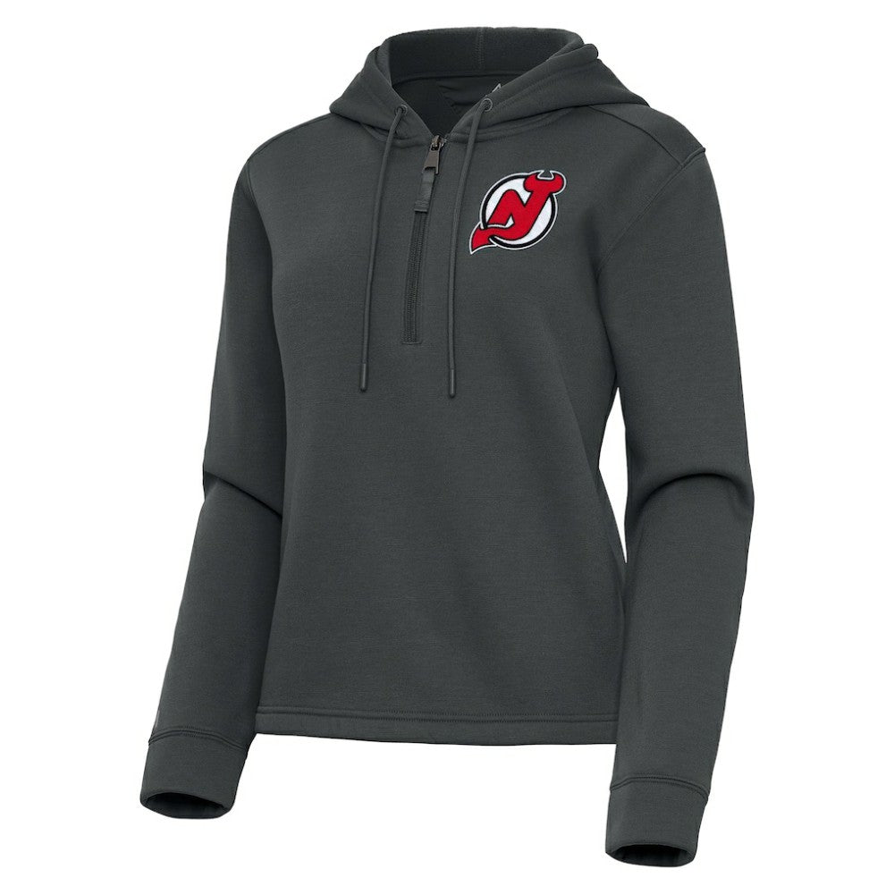 New Jersey Devils - Antigua Women's Contemporary Quarter-Zip Hoodie Pewter