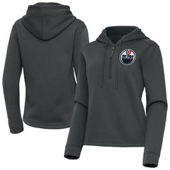 Edmonton Oilers - Antigua Women's Contemporary Quarter-Zip Hoodie Pewter