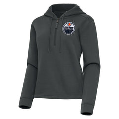 Edmonton Oilers - Antigua Women's Contemporary Quarter-Zip Hoodie Pewter