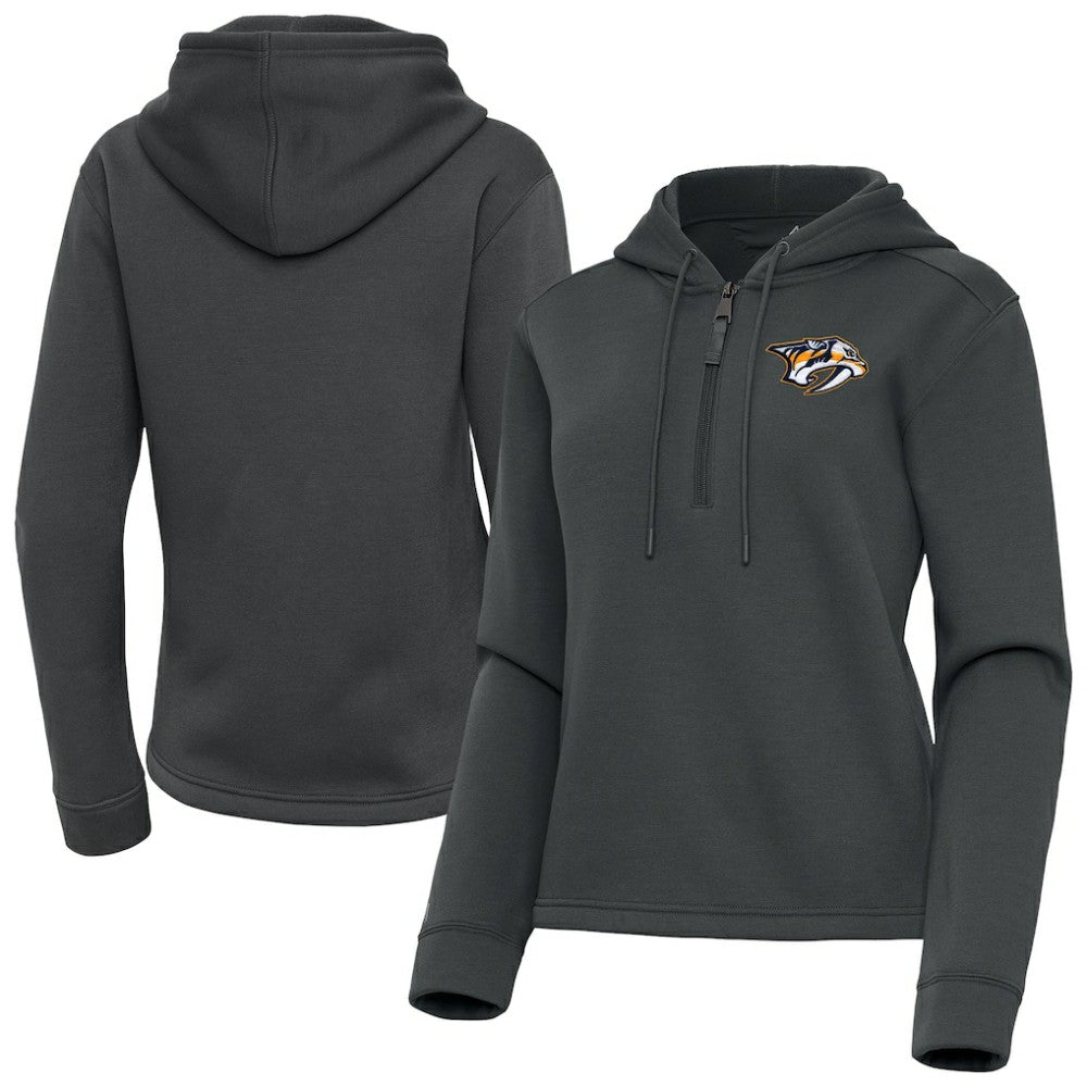 Nashville Predators - Antigua Women's Contemporary Quarter-Zip Hoodie Pewter