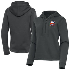 New York Islanders - Antigua Women's Contemporary Quarter-Zip Hoodie Pewter
