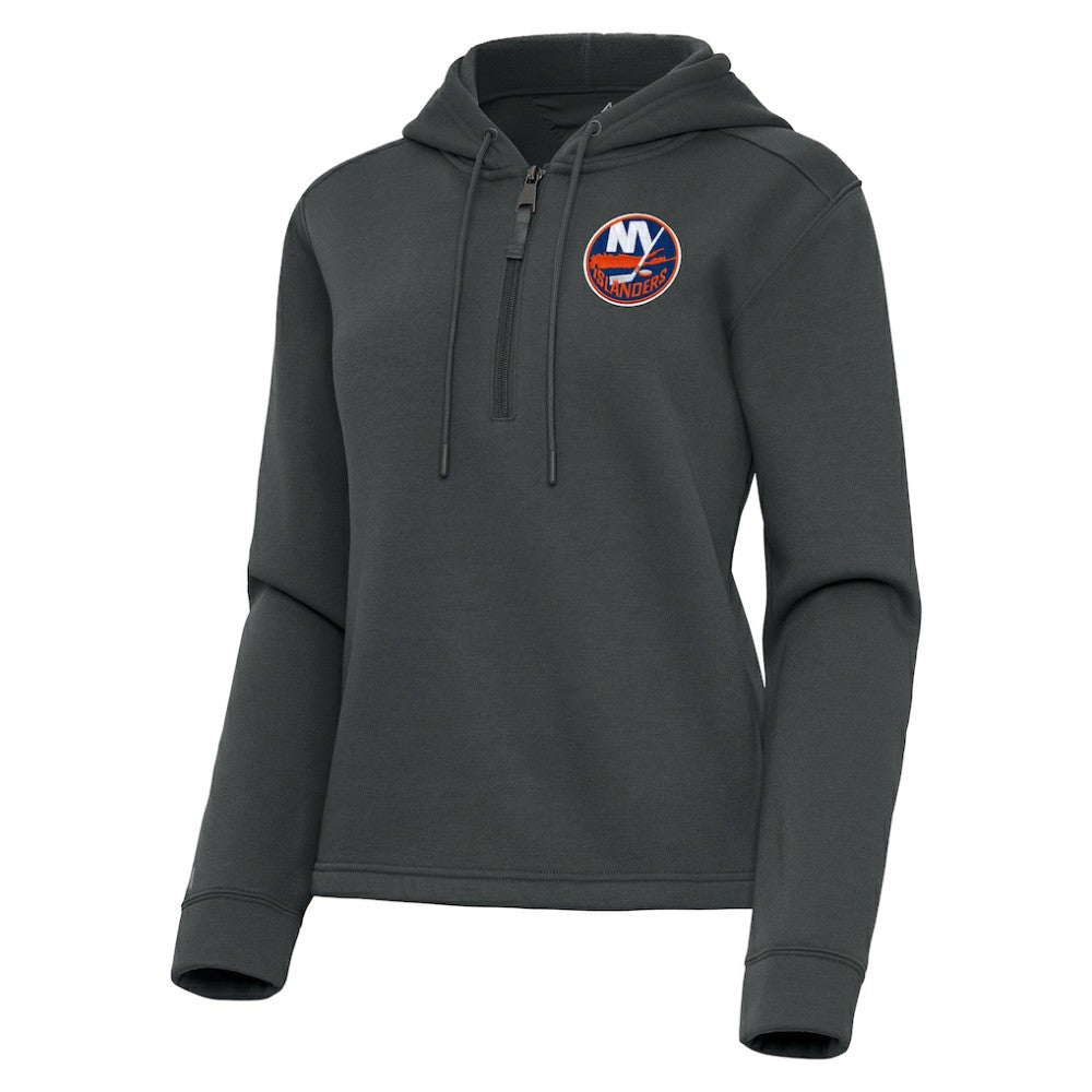 New York Islanders - Antigua Women's Contemporary Quarter-Zip Hoodie Pewter