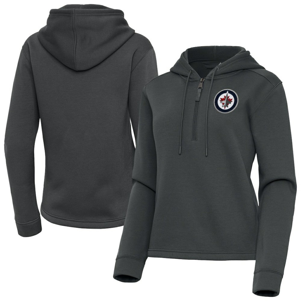 Winnipeg Jets - Antigua Women's Contemporary Quarter-Zip Hoodie Pewter