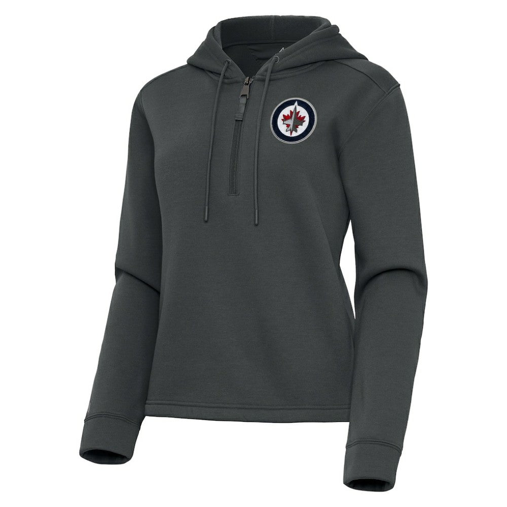 Winnipeg Jets - Antigua Women's Contemporary Quarter-Zip Hoodie Pewter