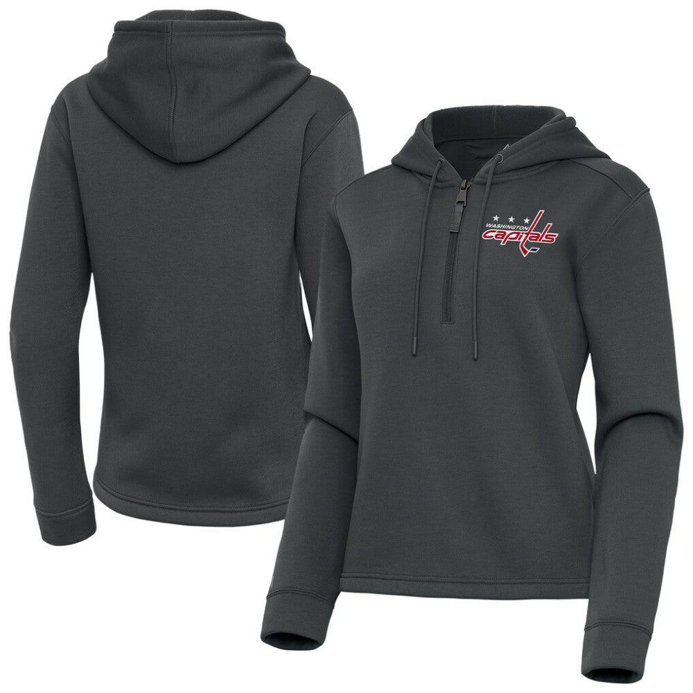 Washington Capitals Antigua Women's Contemporary Quarter-Zip Hoodie Pewter