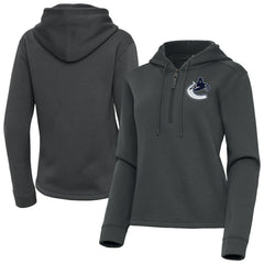 Vancouver Canucks - Antigua Women's Contemporary Quarter-Zip Hoodie Pewter