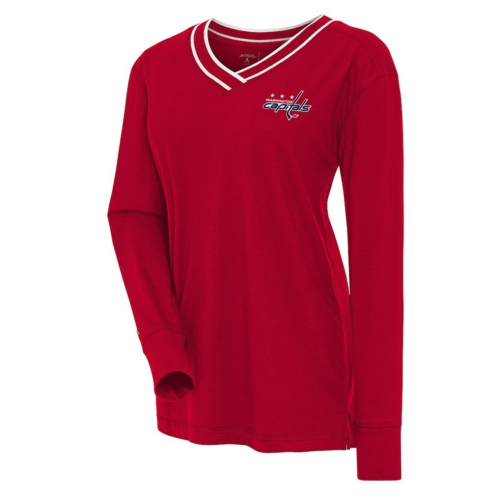 Washington Capitals Antigua Women's Symbolic V-Neck Long Sleeve T-Shirt Red