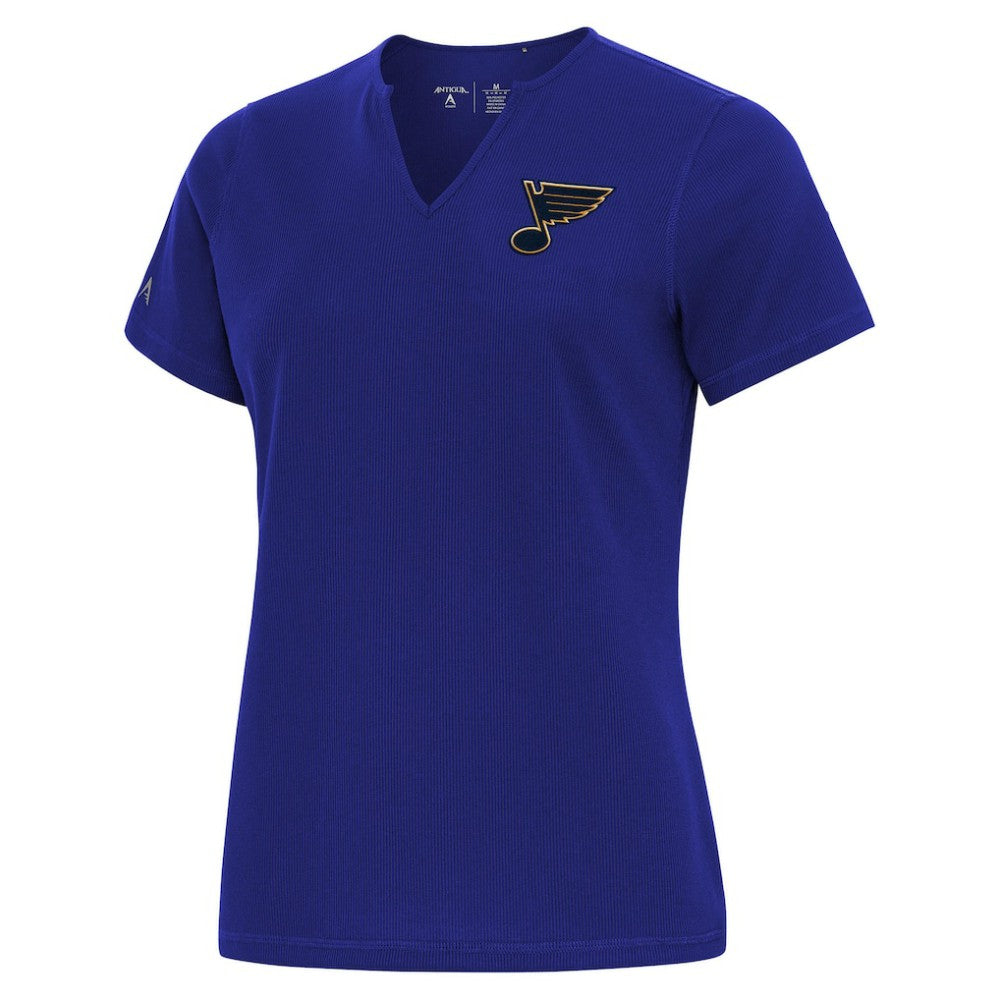 St. Louis Blues - Antigua Traveler Rib V-Neck T-Shirt Blue