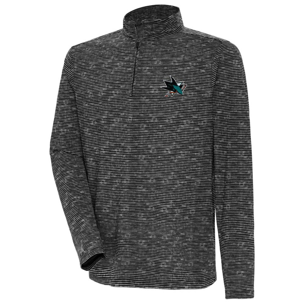 Men's San Jose Sharks - Antigua Determined Quarter-Zip Sweatshirt Heather Black