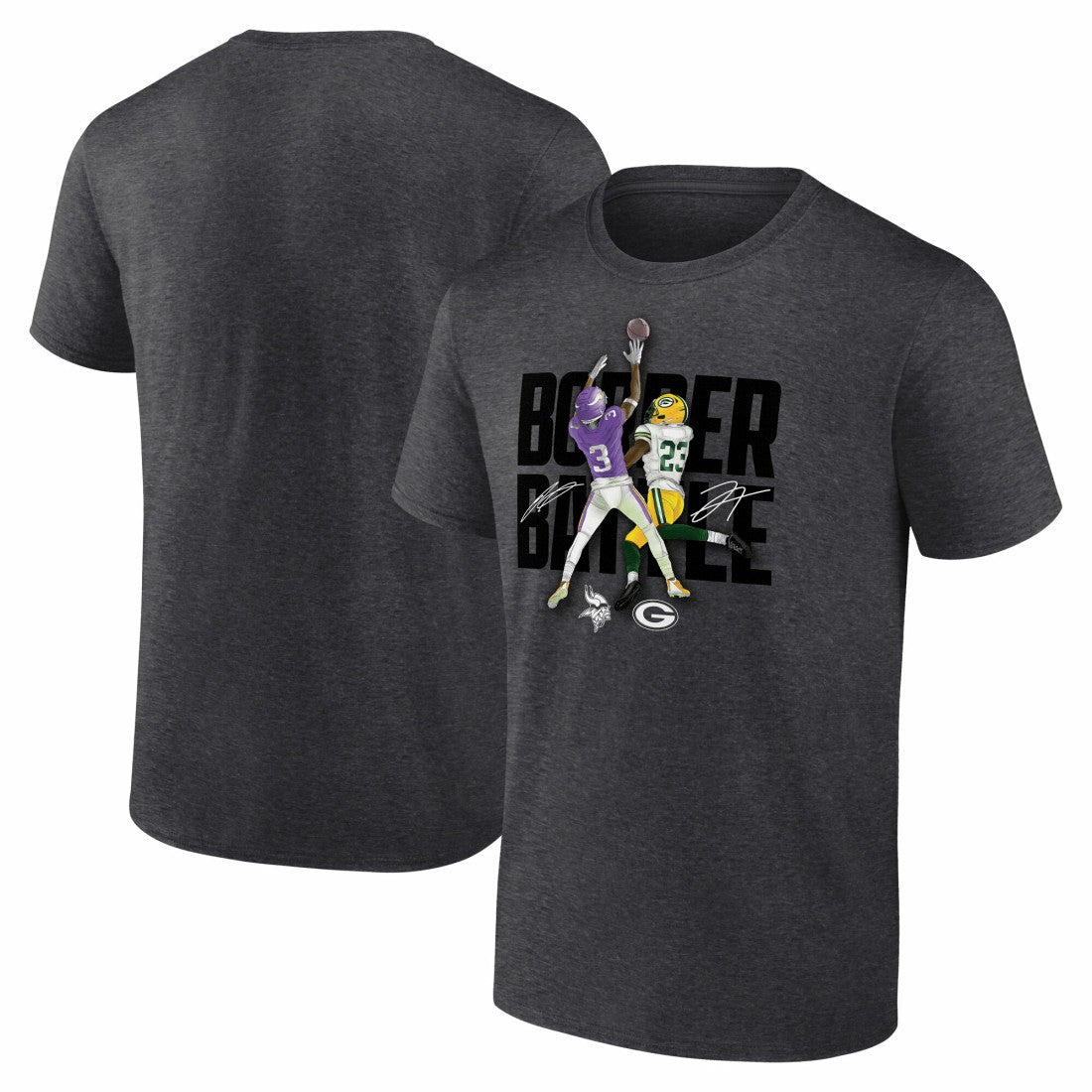 Jordan Addison & Jaire Alexander Minnesota Vikings vs. Green Bay Packers Border Battle Player T-Shirt Charcoal - Fanatics