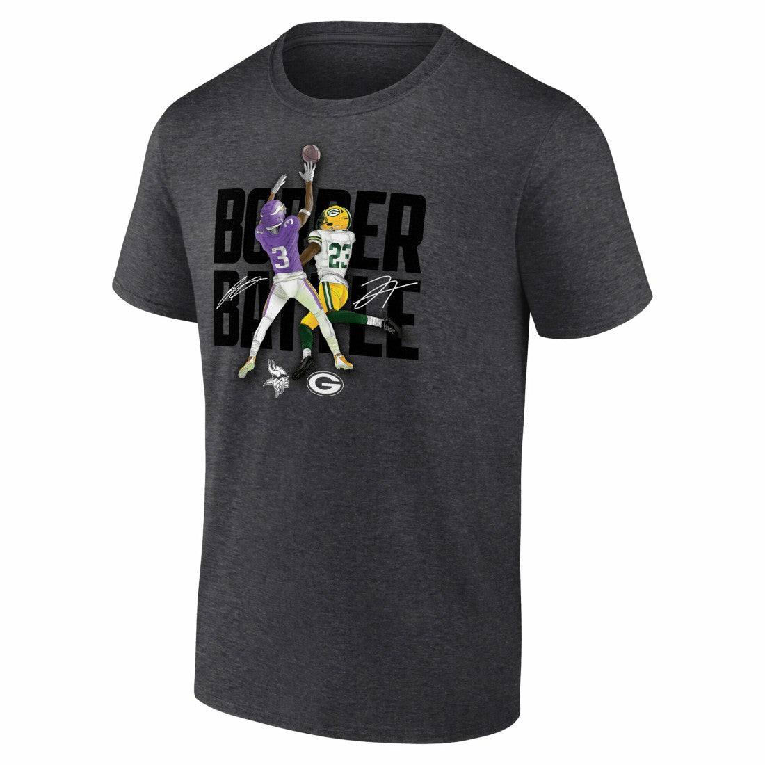 Jordan Addison & Jaire Alexander Minnesota Vikings vs. Green Bay Packers Border Battle Player T-Shirt Charcoal - Fanatics