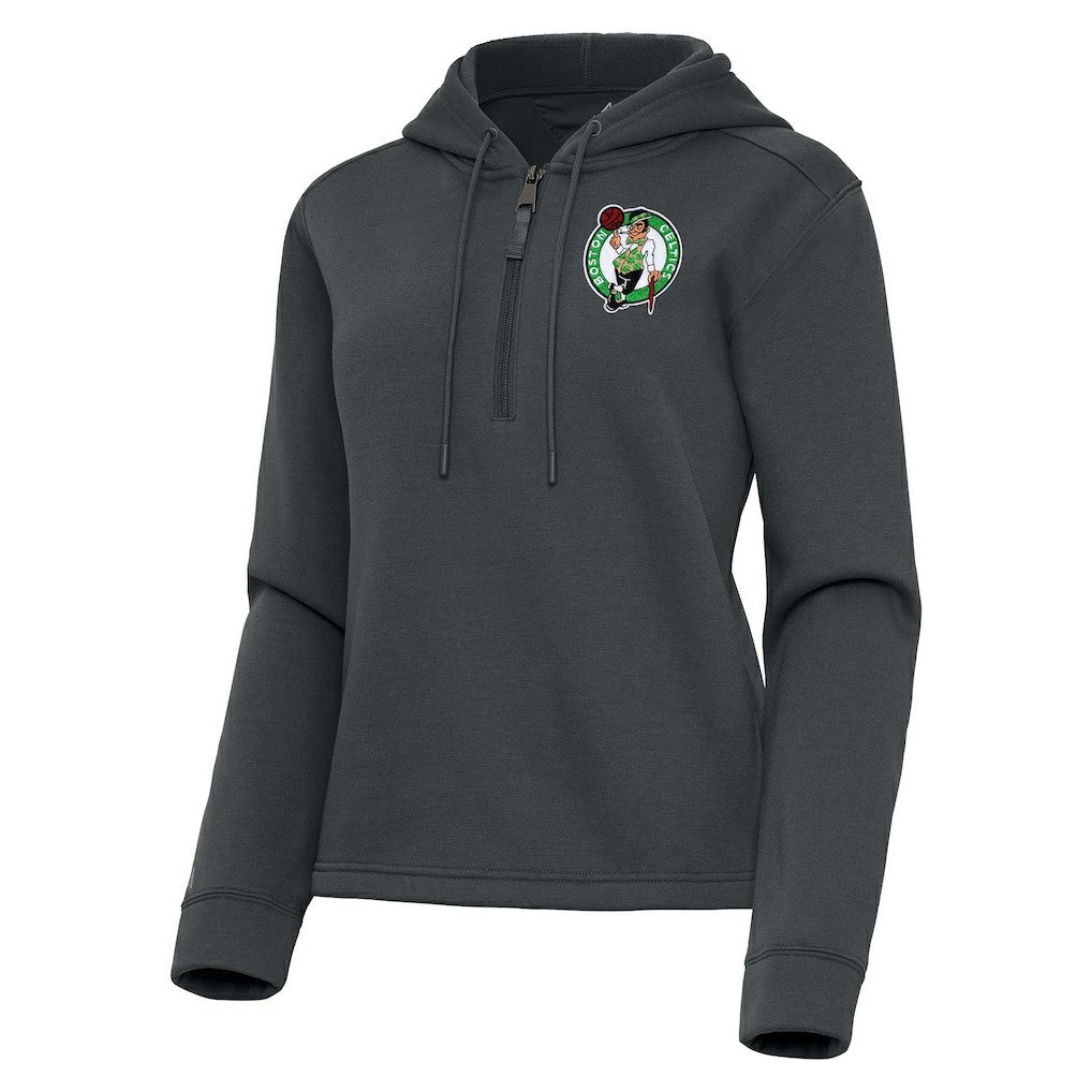NBA - Boston Celtics Antigua Women's Contemporary Quarter-Zip Hoodie - Pewter