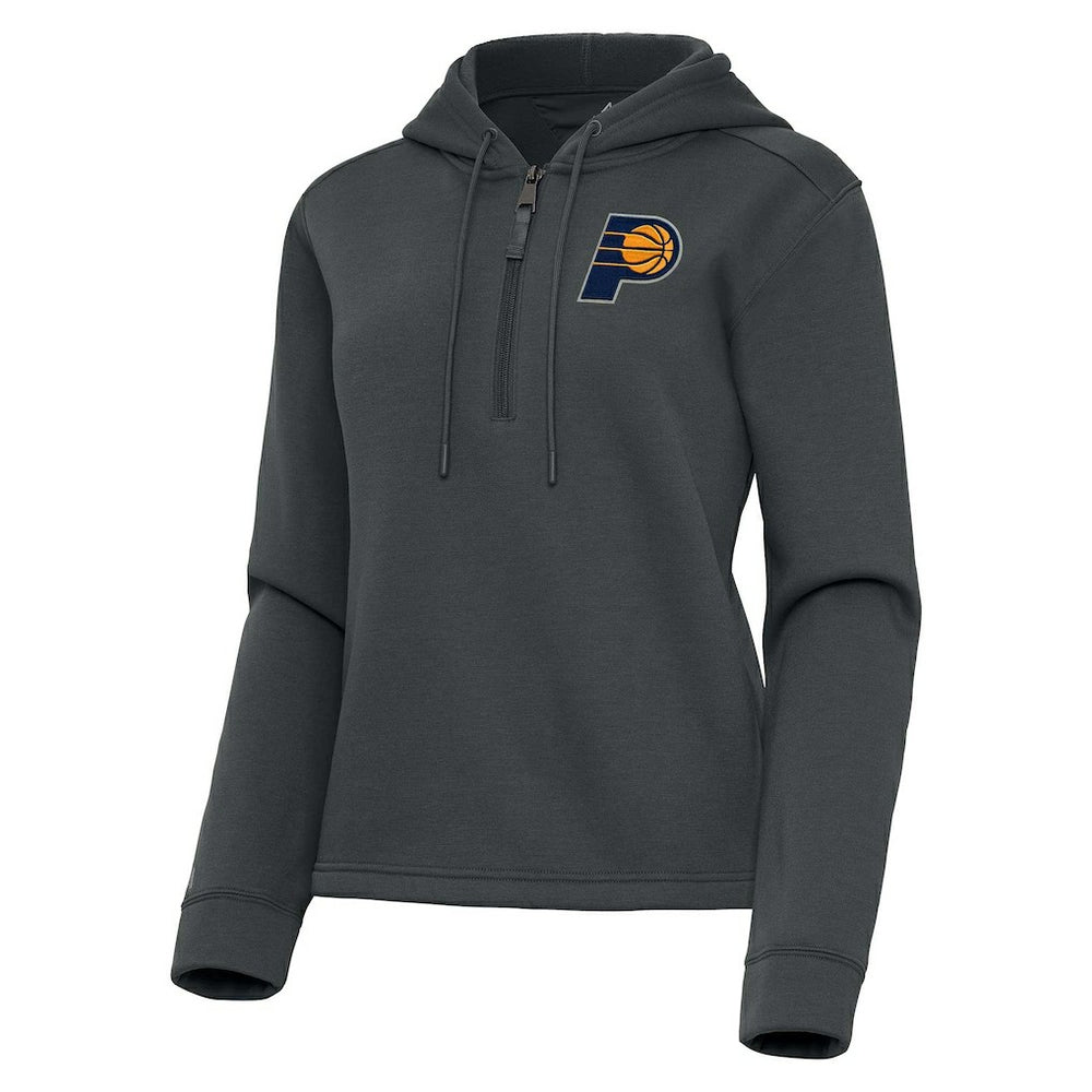 NBA - Indiana Pacers Antigua Women's Contemporary Quarter-Zip Hoodie - Pewter