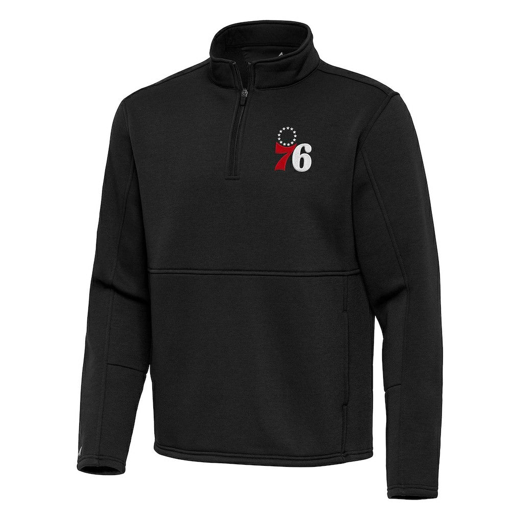 NBA - Philadelphia 76ers Antigua Twist Quarter-Zip Pullover Top - Black