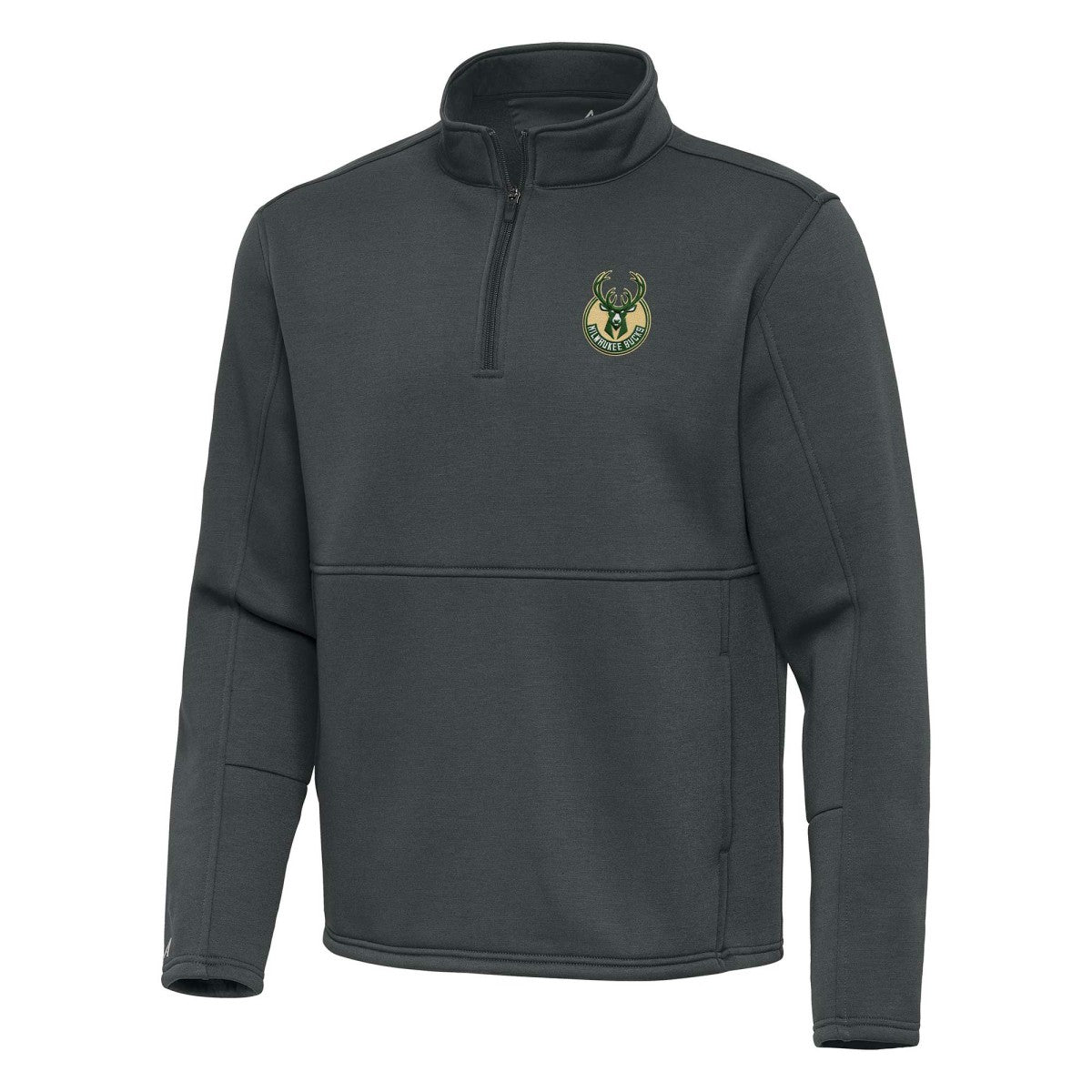 NBA - Milwaukee Bucks Antigua Twist Quarter-Zip Pullover Top - Pewter