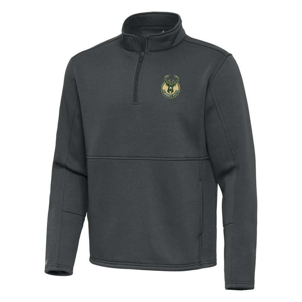 NBA - Milwaukee Bucks Antigua Twist Quarter-Zip Pullover Top - Pewter
