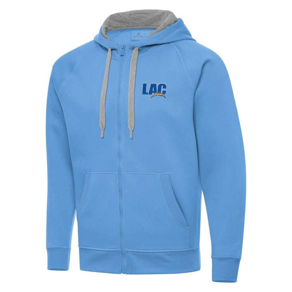 Men's Los Angeles Chargers Antigua Victory Full-Zip Hoodie Powder Blue - NFL