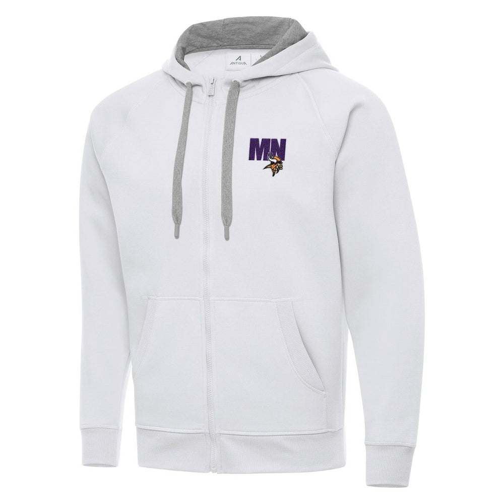 Men's Minnesota Vikings Antigua Victory Full-Zip Hoodie White - NFL