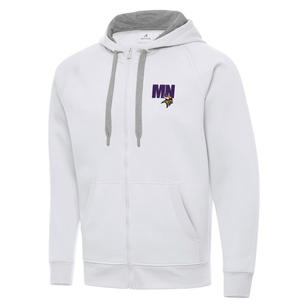 Men's Minnesota Vikings Antigua Victory Full-Zip Hoodie White - NFL