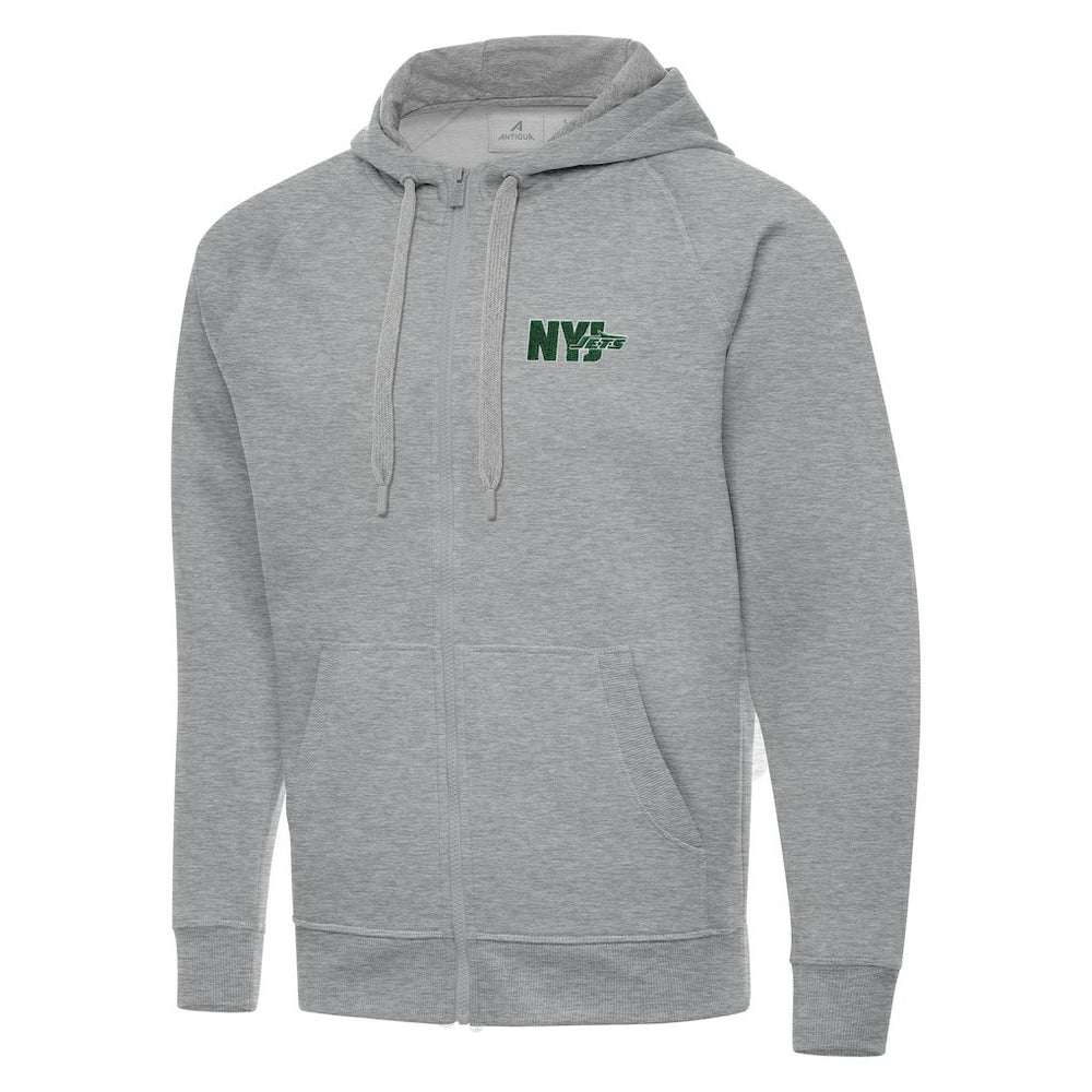 Men's New York Jets Antigua Victory Full-Zip Hoodie Heather Gray - NFL