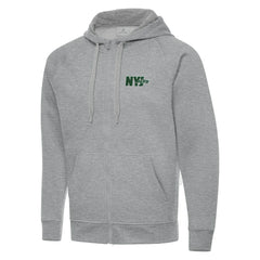 Men's New York Jets Antigua Victory Full-Zip Hoodie Heather Gray - NFL