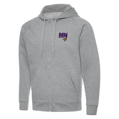 Men's Minnesota Vikings Antigua Victory Full-Zip Hoodie Heather Gray - NFL