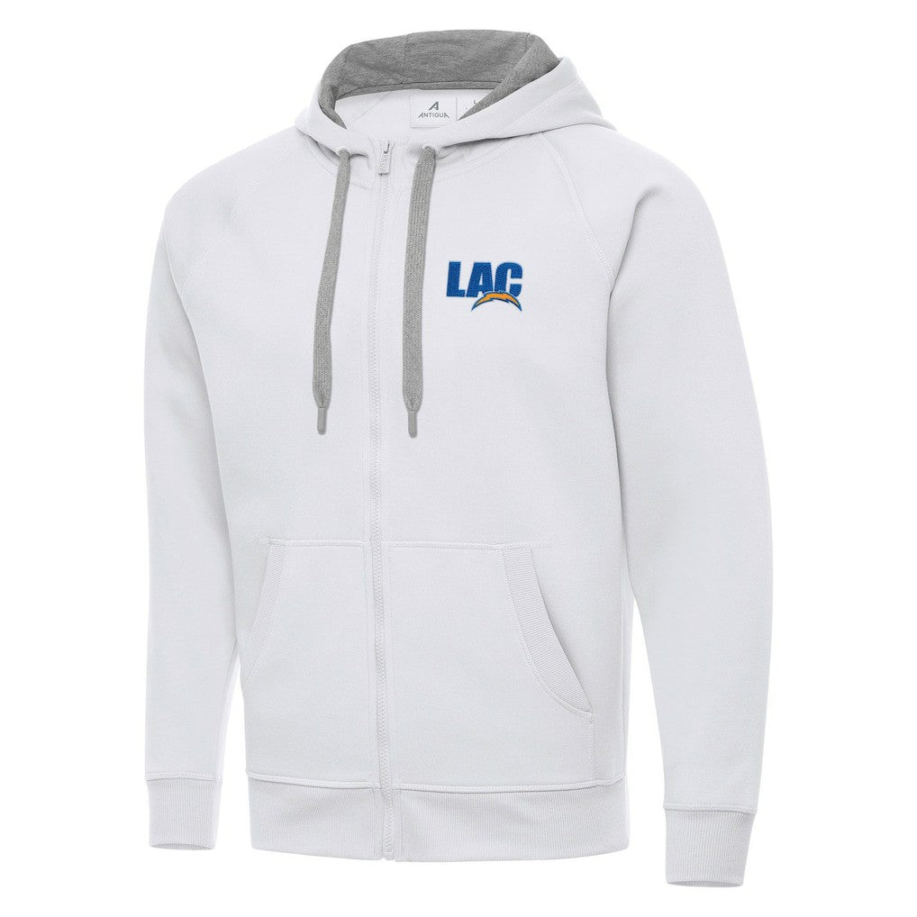 Men's Los Angeles Chargers Antigua Victory Full-Zip Hoodie White - NFL