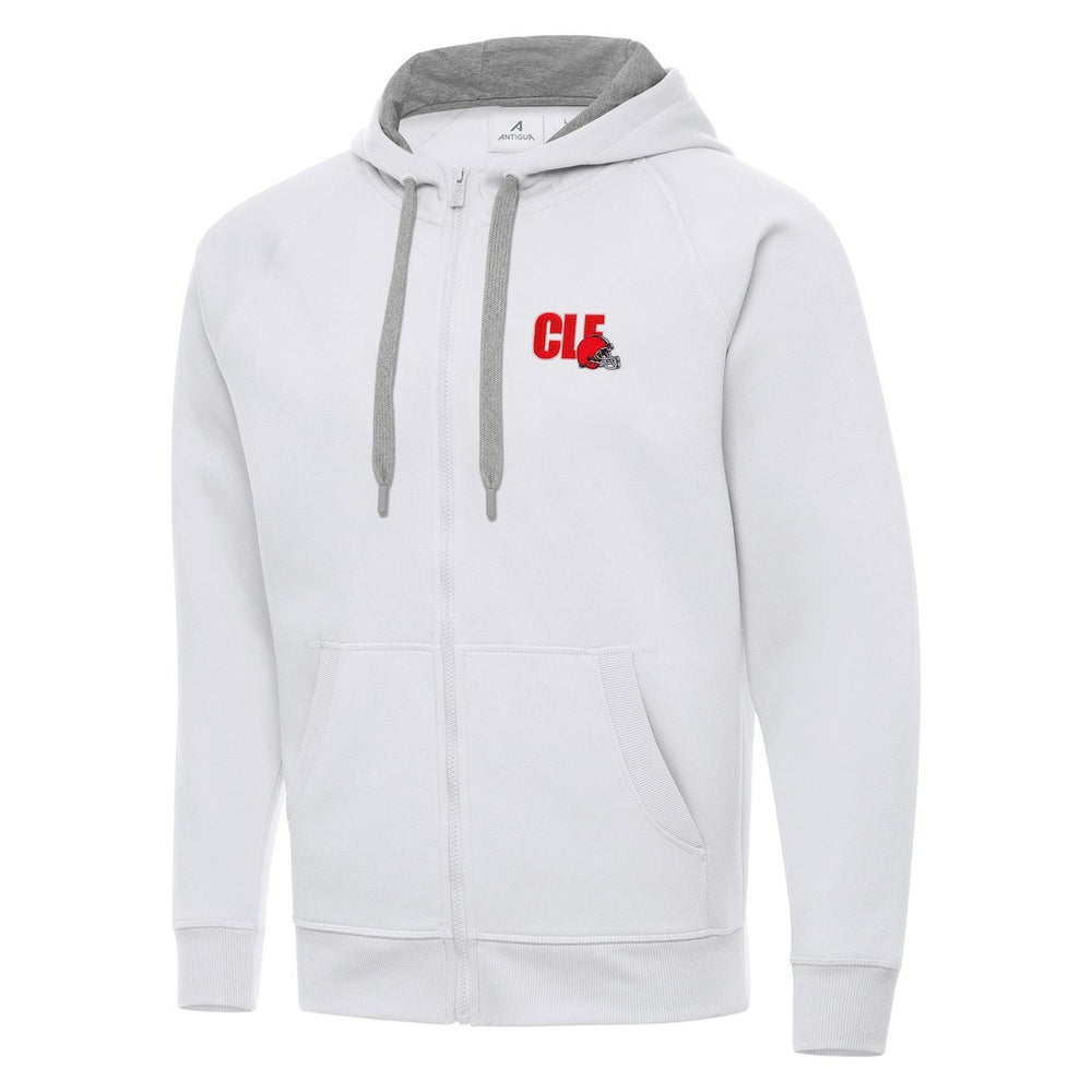 Men's Cleveland Browns Antigua Victory Full-Zip Hoodie White - NFL