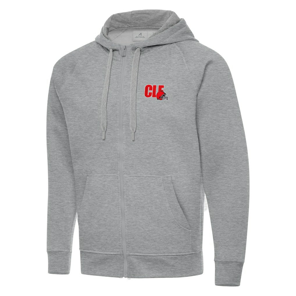 Men's Cleveland Browns Antigua Victory Full-Zip Hoodie Heather Gray - NFL
